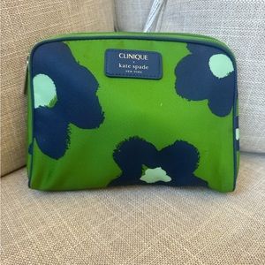 Clinique x Kate Spade Green Navy Floral Makeup Bag